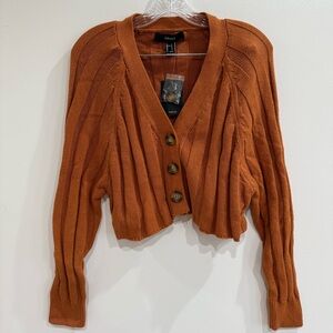 Forever 21 Women's Orange CroppedCardigan Sweater